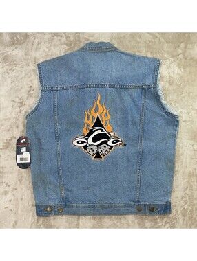 NWT! Orange County Choppers OCC Denim Vest Embroidered Motorcycle Biker Mens M